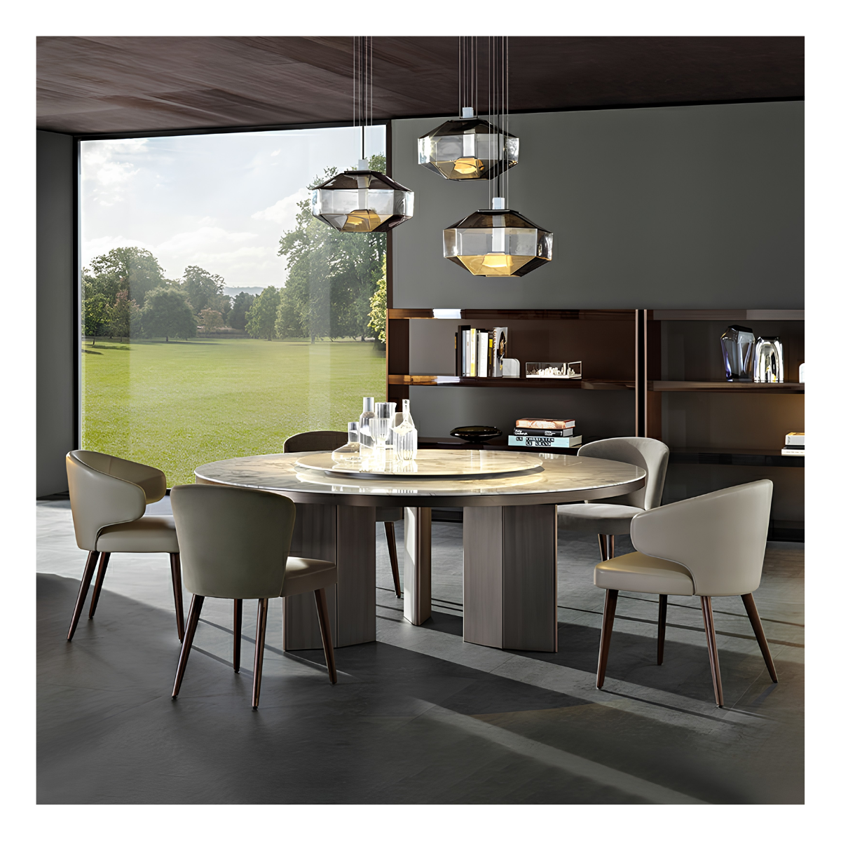 Stone Round Lazy Susan Dining Table